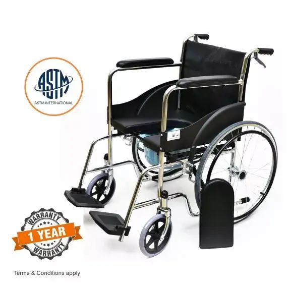 Wheelchair with U CUT Seat  commode Powder Coated Upholstery 1