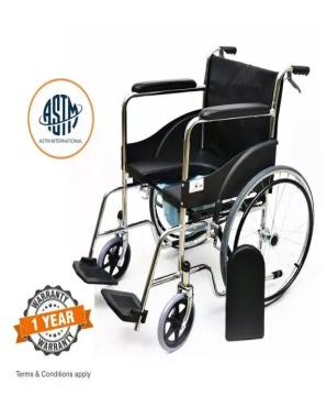 Wheelchair with U CUT Seat  commode Powder Coated Upholstery